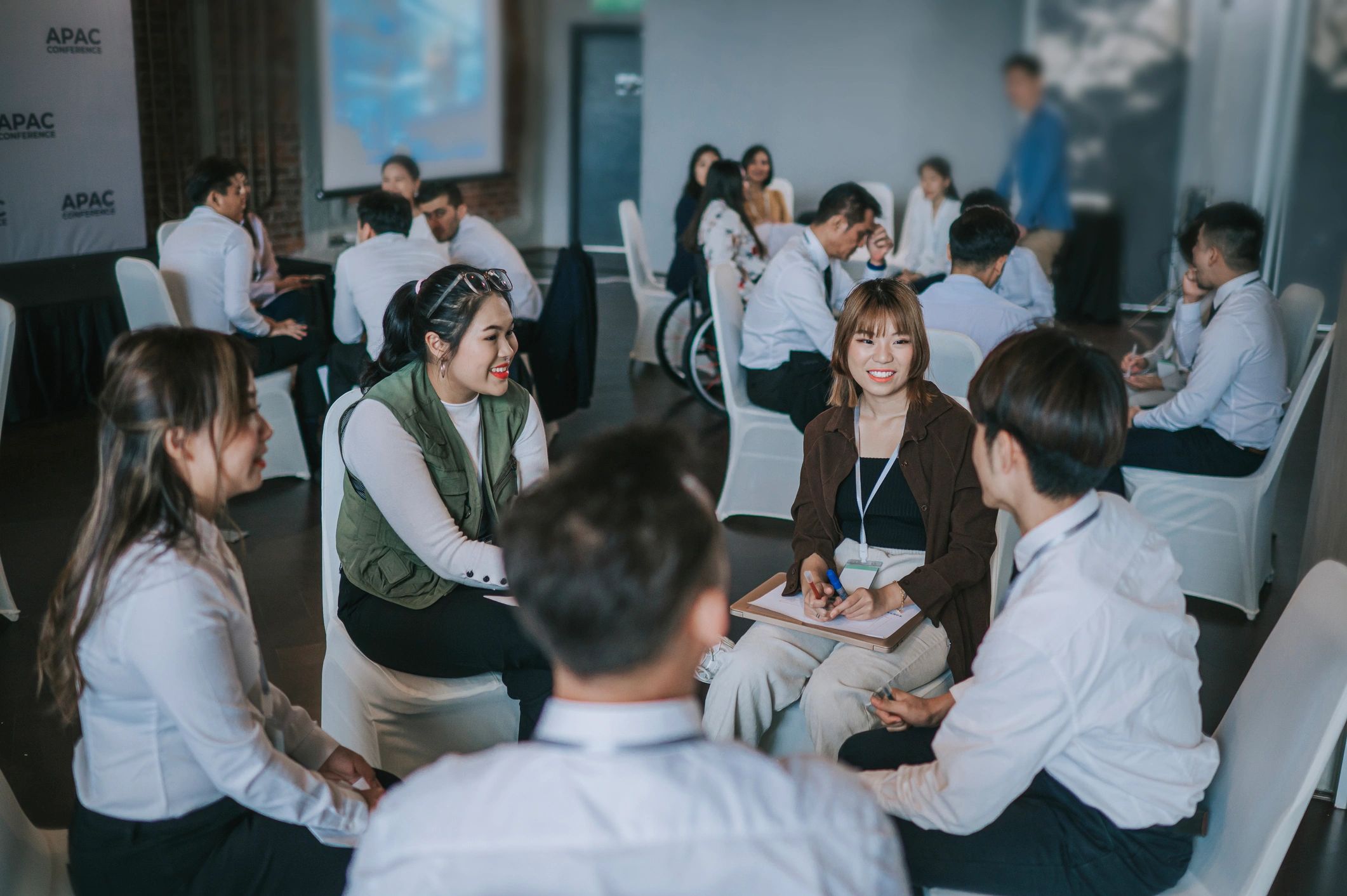 Workshop participants collaborating in a group discussion